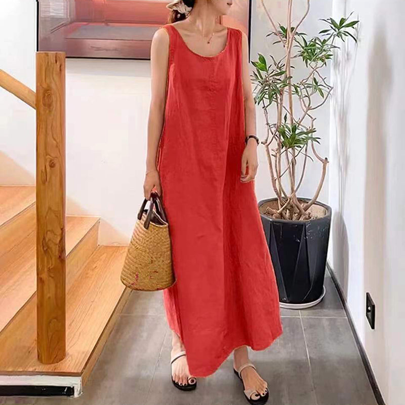 Cotton Linen Sling Sleeveless Dress