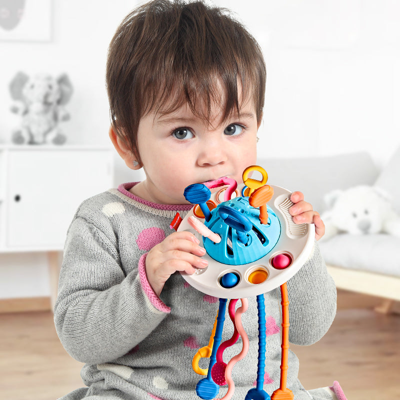 Pull silicone teething baby sensory toy