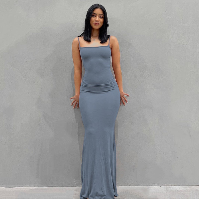 Satin non slip sleeveless backless long skirt