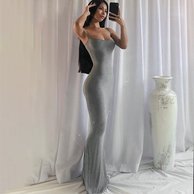 Satin non slip sleeveless backless long skirt