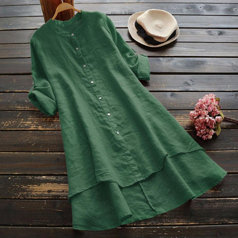 Solid Button Cotton Linen Shirt