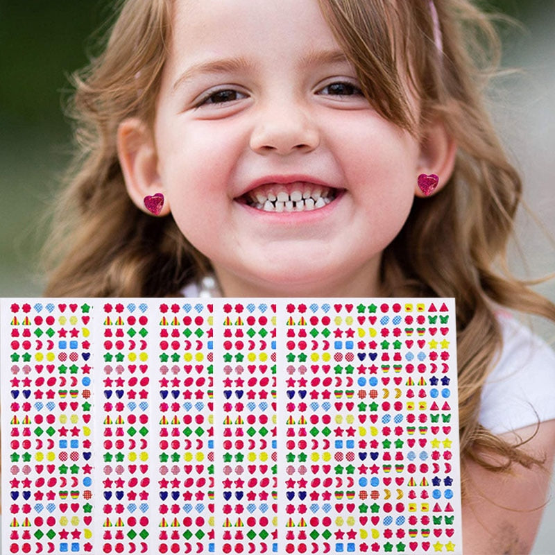 Children's sticky Earrings 3D gem sticker